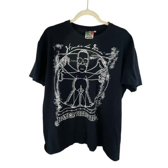 Zeus The Simpsons Homer Vitruvian Men's Graphic T-Shirt 2XL Black Grunge VTG - Picture 1 of 7